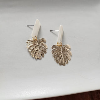 MINI IVORY GOLD LEAF EARRINGS