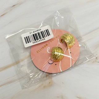 TEXTURED HALF BALL HOOP EARRINGS
