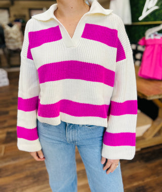 STRIPE DROP SHOULDER SWEATER