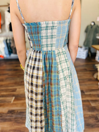 PATCHY PLAID DRESS