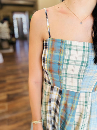 PATCHY PLAID DRESS