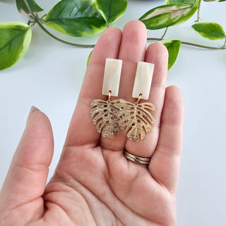 MINI IVORY GOLD LEAF EARRINGS