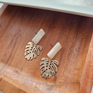 MINI IVORY GOLD LEAF EARRINGS