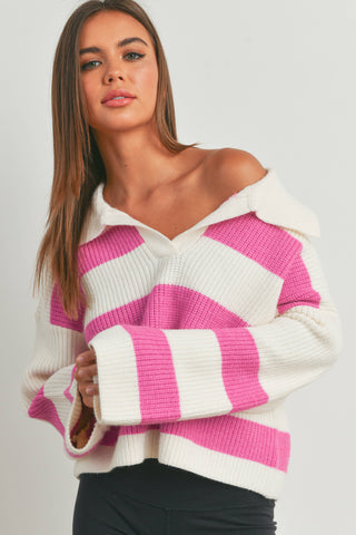 STRIPE DROP SHOULDER SWEATER