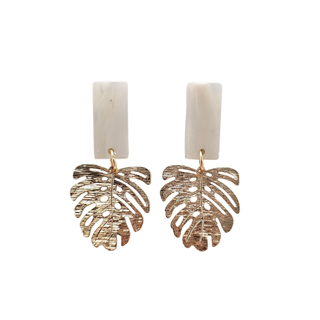 MINI IVORY GOLD LEAF EARRINGS