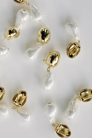 Vintage Chunky Gold & Pearl Earrings