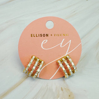 LINED DIAMOND HUGGIE HOOP EARRINGS
