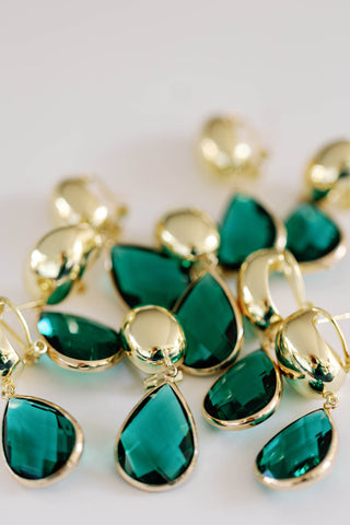 Vintage Chunky Gold & Green Earrings
