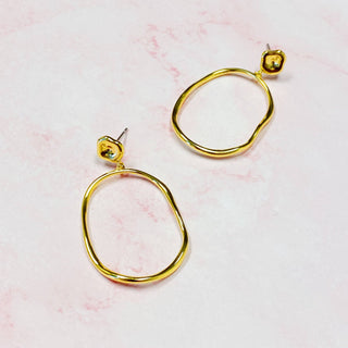 MODERN MOLTEN OVAL DROP EARRINGS
