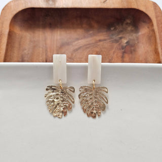 MINI IVORY GOLD LEAF EARRINGS