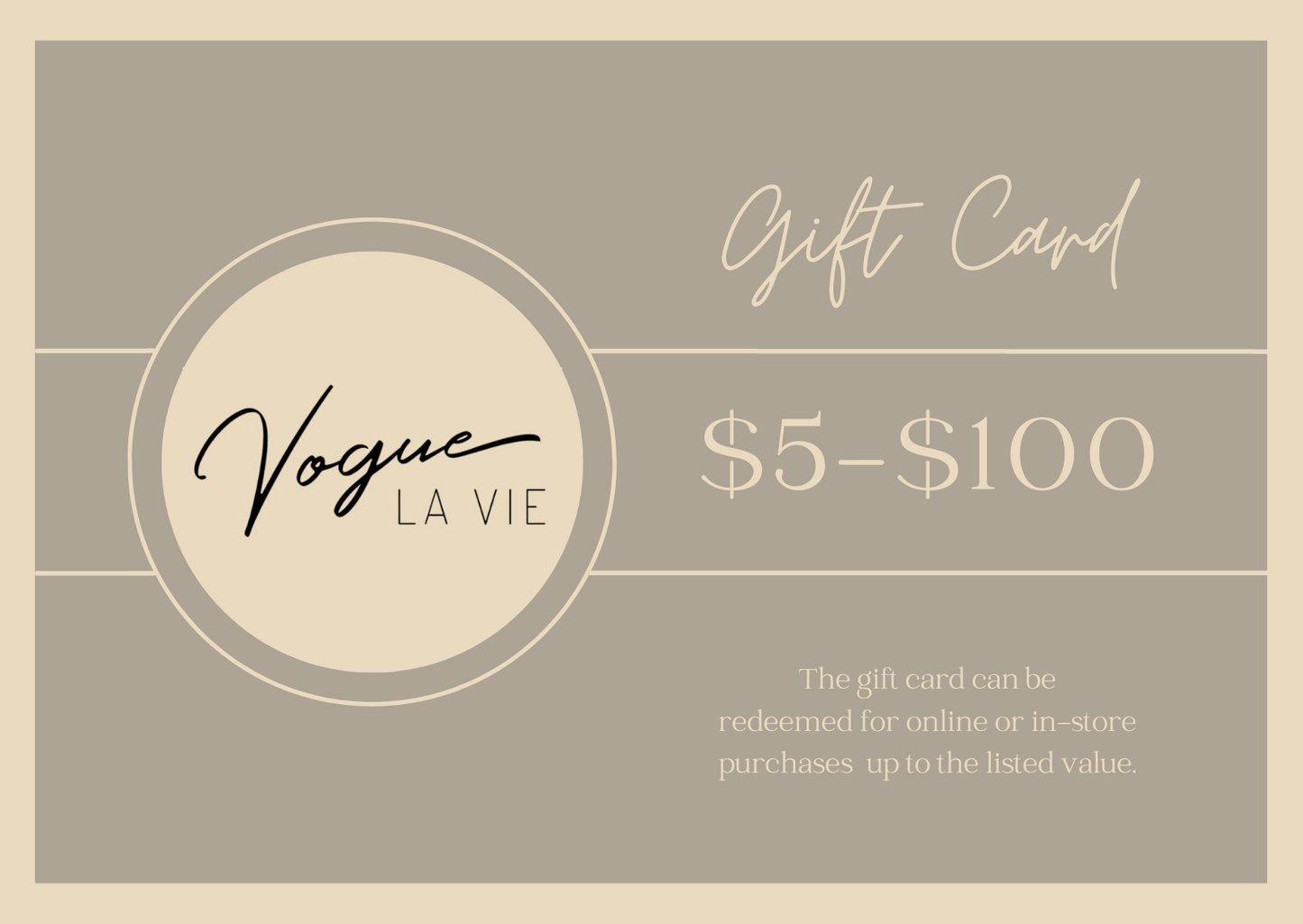 Vogue La Vie Gift Card